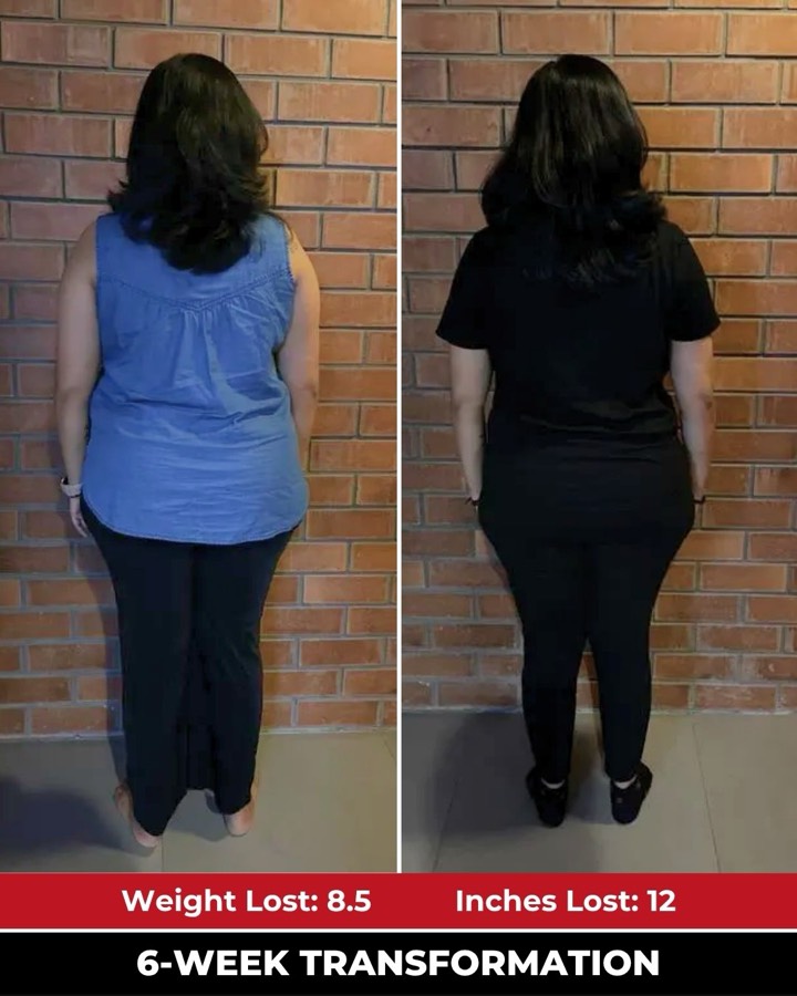 LIFTR member before and after the 6 Week Challenge, with weight and inches lost